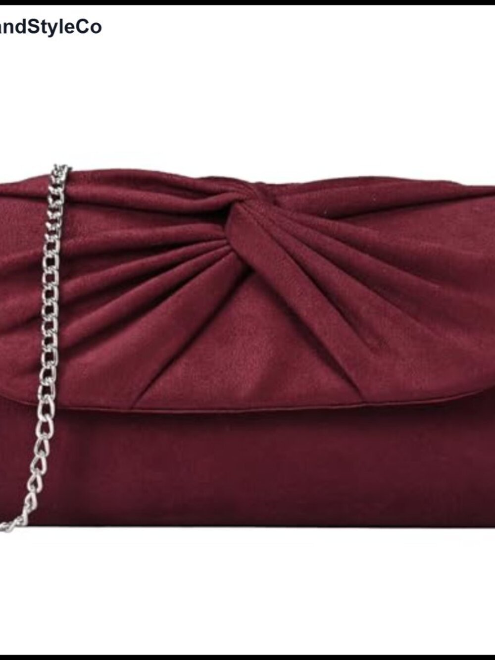 Faux Suede Pleated Bow Clutch Evening Bag Women Handbag
